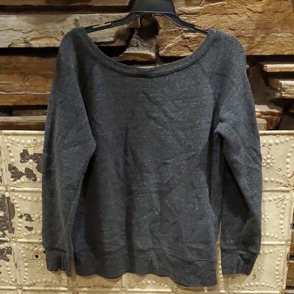 Women's Charcoal Sweatshirt Off the Shoulder sz L NWOT - Picture 3 of 4
